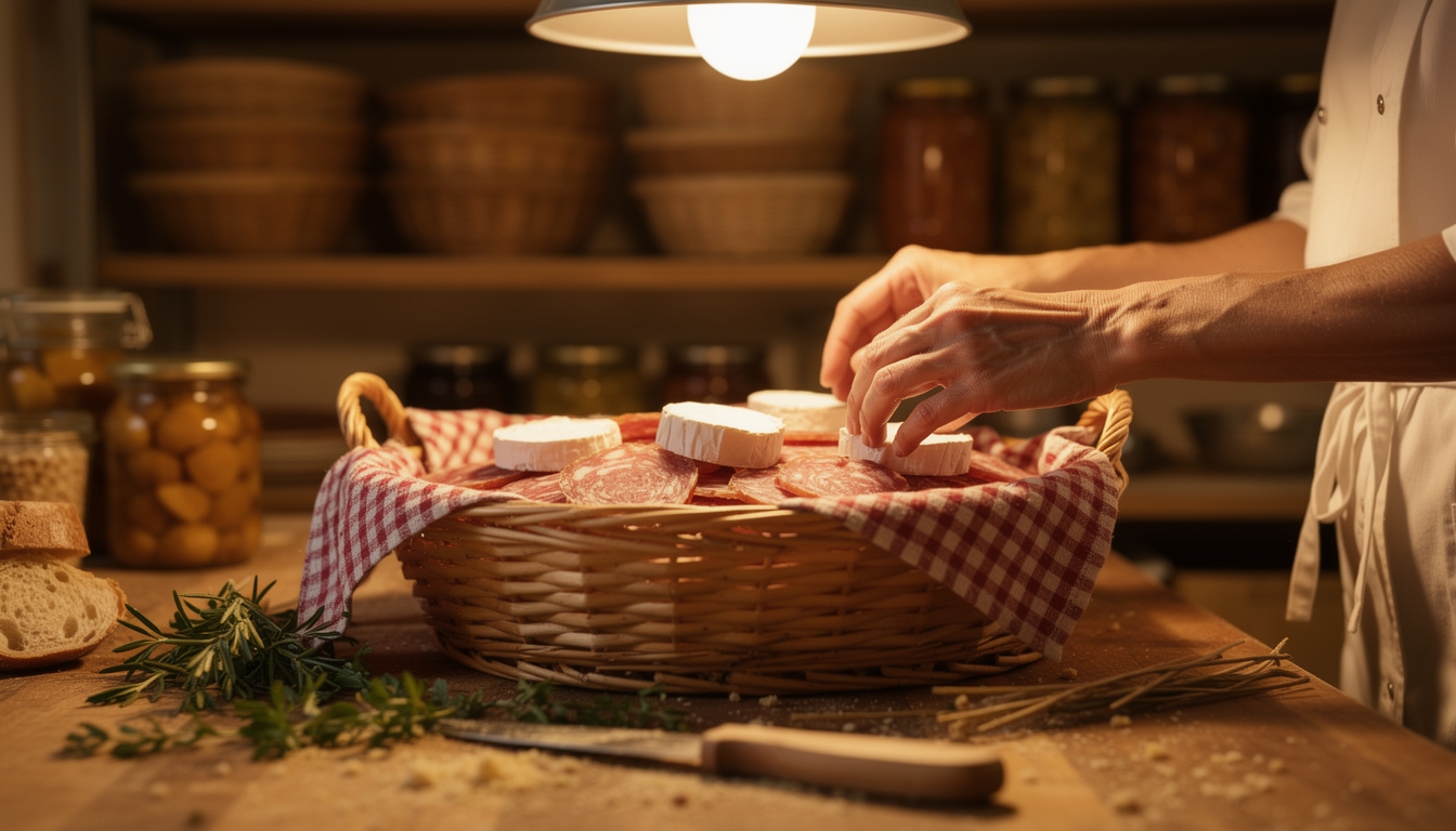 Préparation artisanale du panier pique-nique dans l'atelier Puvenzo
